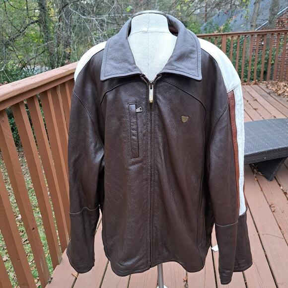 Vintage Phat Farm Leather Jacket Premium Flava 4XL Y2K Baggy Coat Men - Picture 1 of 16